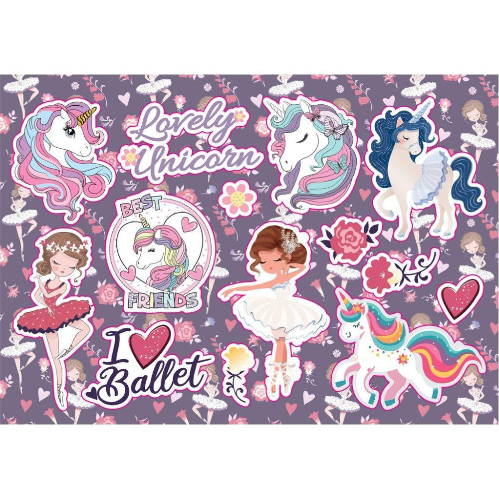 Must Team Μπλοκ Ζωγραφικής Unicorn/Ballet 23x33Eκ Με Αυτοκόλλητα 2 Σχέδια -1 Τμχ